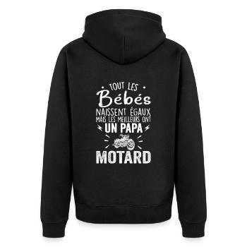 Babies Equal Best Have a Biker Dad - Unisex Premium Organic Zip Hoodie - black - Back - Nico (187cm)