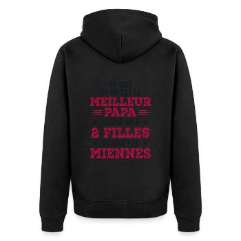 Best Dad of Two Girls - Unisex Premium Organic Zip Hoodie - black - Back - Nico (187cm)