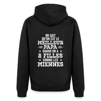 Best Dad of Two Girls - Unisex Premium Organic Zip Hoodie - black - Back - Nico (187cm)