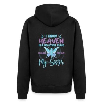 Sister Is My Guardian Angel In Heaven Memorial Day - Unisex Premium Organic Zip Hoodie - black - Back - Nico (187cm)