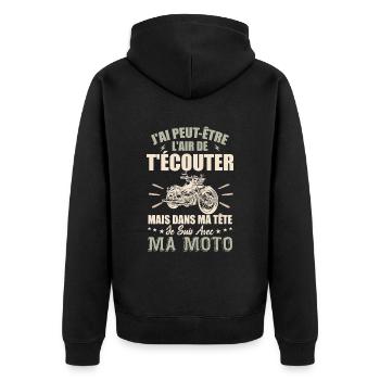 In My Head I Ride Motorcycle - Biker Gift - Unisex Premium Organic Zip Hoodie - black - Back - Nico (187cm)
