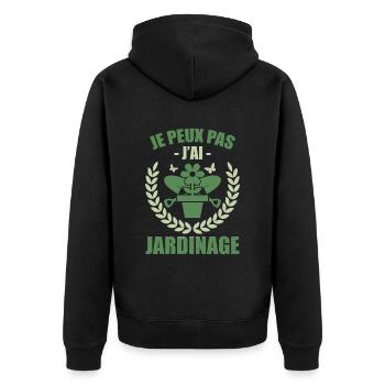 Ich kann nicht, ich habe Gartenarbeit - Unisex Premium Bio Zip Hoodie - Schwarz - Hinten - Nico (187cm)