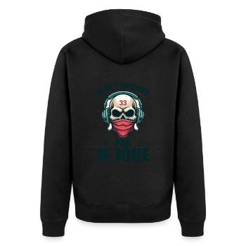 Je Ne T'entends Pas Je Joue - Veste à capuche bio Premium Unisexe - noir - Dos - Nico (187cm)