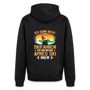 Ich Kann Nicht Skifahren Ich Bin Wegen Apres Ski - Unisex Premium Bio Zip Hoodie - Schwarz - Hinten - Nico (187cm)