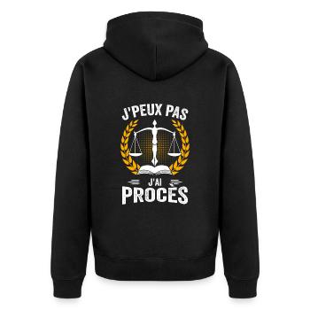 Rechtsanwalt - Justiz - Recht - Unisex Premium Bio Zip Hoodie - Schwarz - Hinten - Nico (187cm)