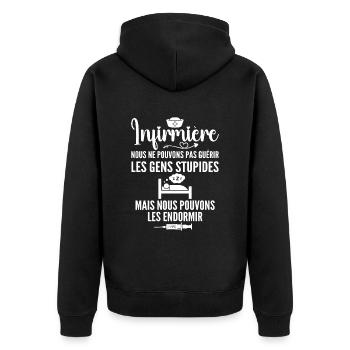 Krankenschwester Humor - Krankenschwester Geschenk - Unisex Premium Bio Zip Hoodie - Schwarz - Hinten - Nico (187cm)