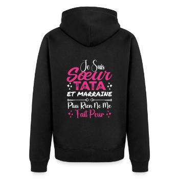 Sister Tata and Godmother - Unisex Premium Organic Zip Hoodie - black - Back - Nico (187cm)