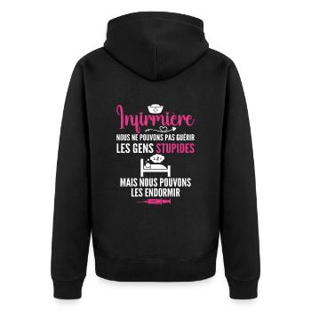 Infirmière Humour - Cadeau Infirmière - Veste à capuche bio Premium Unisexe - noir - Dos - Nico (187cm)
