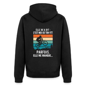 Humorvolles Mountainbike Humor Mountainbike - Unisex Premium Bio Zip Hoodie - Schwarz - Hinten - Nico (187cm)