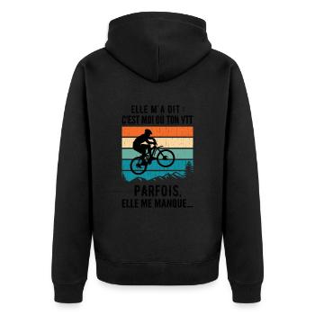 Humorvolles Mountainbike Humor Mountainbike - Unisex Premium Bio Zip Hoodie - Schwarz - Hinten - Nico (187cm)