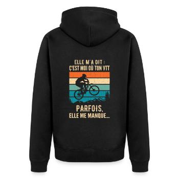 Humorvolles Mountainbike Humor Mountainbike - Unisex Premium Bio Zip Hoodie - Schwarz - Hinten - Nico (187cm)