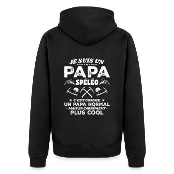 Papa Spéléo Spéléologie Cool - Veste à capuche bio Premium Unisexe - noir - Dos - Nico (187cm)