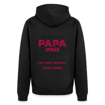 Papa Spéléo Spéléologie Cool - Veste à capuche bio Premium Unisexe - noir - Dos - Nico (187cm)