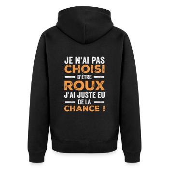 Red Humor Luck Zitat - Unisex Premium Bio Zip Hoodie - Schwarz - Hinten - Nico (187cm)