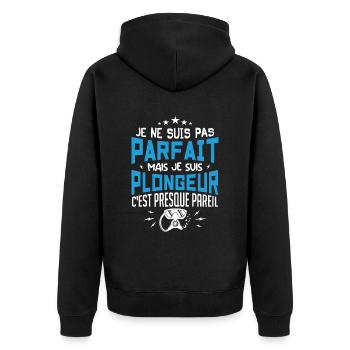 Je Suis Plongeur - Plongeur Plongée Sous-marine - Veste à capuche bio Premium Unisexe - noir - Dos - Nico (187cm)