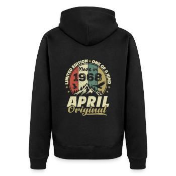 Retro Nées En Avril 1968 Cadeau anniversaire 1968 - Veste à capuche bio Premium Unisexe - noir - Dos - Nico (187cm)