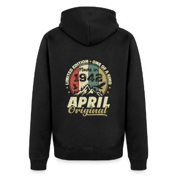 Retro Nées En Avril 1942 Cadeau anniversaire 1942 - Veste à capuche bio Premium Unisexe - noir - Dos - Nico (187cm)