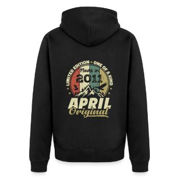 Retro Nées En Avril 2011 Cadeau anniversaire 2011 - Veste à capuche bio Premium Unisexe - noir - Dos - Nico (187cm)