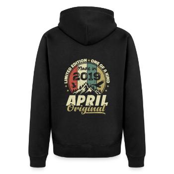 Retro Born In April 2019 Birthday Gift 2019 - Unisex Premium Organic Zip Hoodie - black - Back - Nico (187cm)
