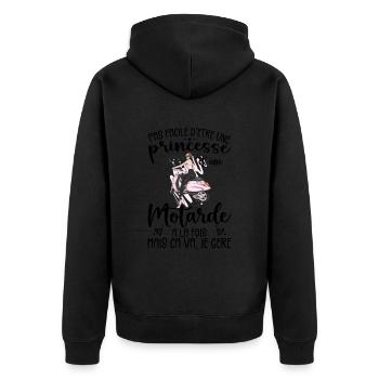 Princesse Et Motarde À La Fois Idée Cadeau Moto - Veste à capuche bio Premium Unisexe - noir - Dos - Nico (187cm)