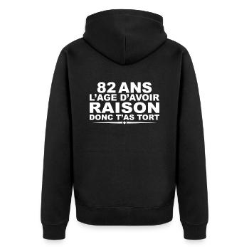 82 Jahre alt | Humor 82 Jahre Geburtstagsgeschenk - Unisex Premium Bio Zip Hoodie - Schwarz - Hinten - Nico (187cm)