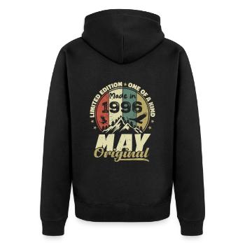 Vintage Anniversary Gift Made in May 1996 - Unisex Premium Organic Zip Hoodie - black - Back - Nico (187cm)