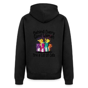 Behind Every Good Woman Are A Lot Of Cats - Veste à capuche bio Premium Unisexe - noir - Dos - Nico (187cm)