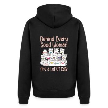 Behind Every Good Woman Are A Lot Of Cats - Veste à capuche bio Premium Unisexe - noir - Dos - Nico (187cm)