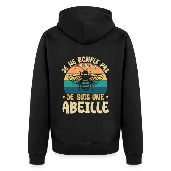 Ich schnarche nicht, ich träume, ich bin eine Biene - Unisex Premium Bio Zip Hoodie - Schwarz - Hinten - Nico (187cm)