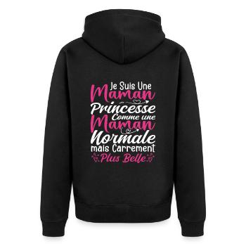 Je Suis Une Maman Princesse Carrément Plus Belle - Veste à capuche bio Premium Unisexe - noir - Dos - Nico (187cm)