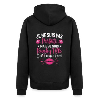 Rugby Femme Fille Cadeau Joueur De Rugby - Veste à capuche bio Premium Unisexe - noir - Dos - Nico (187cm)