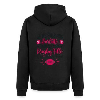 Rugby Femme Fille Cadeau Joueur De Rugby - Veste à capuche bio Premium Unisexe - noir - Dos - Nico (187cm)