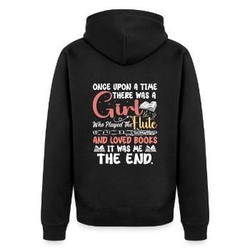 Flute Player Book Lover Flutist Marching Musician - Unisex Premium Organic Zip Hoodie - black - Back - Nico (187cm)