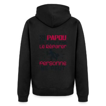 Wenn Papua es nicht reparieren kann, kann es niemand - Unisex Premium Bio Zip Hoodie - Schwarz - Hinten - Nico (187cm)
