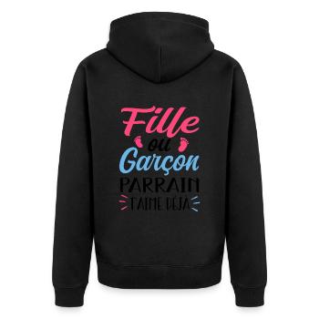 Fille ou Garçon Parrain T'aime Déjà - Veste à capuche bio Premium Unisexe - noir - Dos - Nico (187cm)
