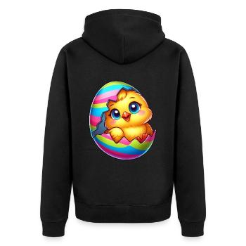 Süßes Osterei Küken Huhn Cartoon Bunt - Unisex Premium Bio Zip Hoodie - Schwarz - Hinten - Nico (187cm)