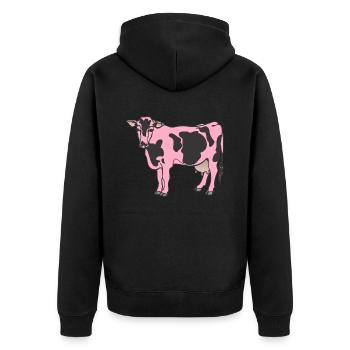 Kuh Rind Milchkuh rosa Bauernhof - Unisex Premium Bio Zip Hoodie - Schwarz - Hinten - Nico (187cm)