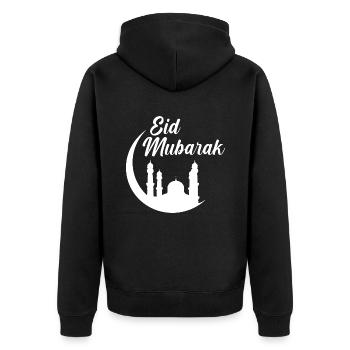 Eid Mubarak Islam Muslim Ramadan Mubarak Gift - Unisex Premium Organic Zip Hoodie - black - Back - Nico (187cm)