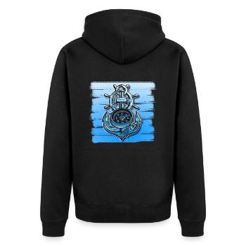 Anchor Design Ship Boat Seafaring Maritime - Unisex Premium Organic Zip Hoodie - black - Back - Nico (187cm)