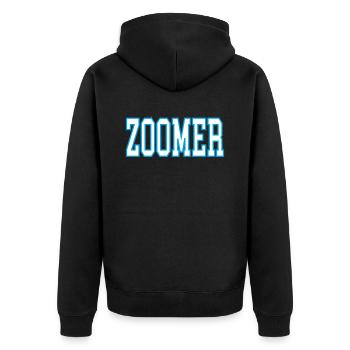 Zoomer - Unisex Premium Organic Zip Hoodie - black - Back - Nico (187cm)