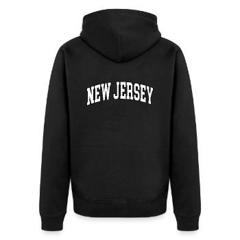 New Jersey blanc noir - Veste à capuche bio Premium Unisexe - noir - Dos - Nico (187cm)