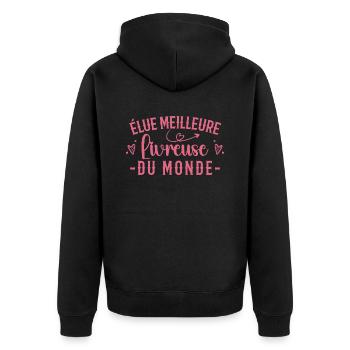 Delivery Girl Humor World's Best Delivery Girl Geschenk - Unisex Premium Bio Zip Hoodie - Schwarz - Hinten - Nico (187cm)