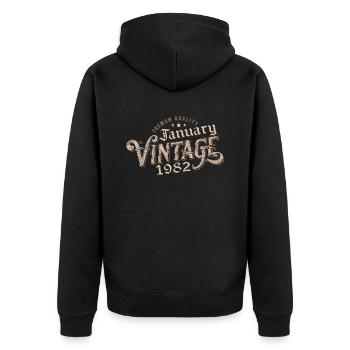 January 1982 | 1982 January Vintage Birthday - Unisex Premium Organic Zip Hoodie - black - Back - Nico (187cm)