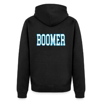 Boomer - Unisex Premium Bio Zip Hoodie - Schwarz - Hinten - Nico (187cm)