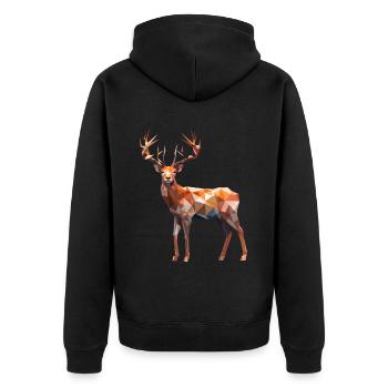 Polygon Hirsch - Unisex Premium Bio Zip Hoodie - Schwarz - Hinten - Nico (187cm)