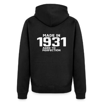Vintage 1931 Geburtstagsgeschenk 1931 Retro - Unisex Premium Bio Zip Hoodie - Schwarz - Hinten - Nico (187cm)