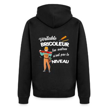 Bricoleur homme humour pour papa ou tonton - Veste à capuche bio Premium Unisexe - noir - Dos - Nico (187cm)