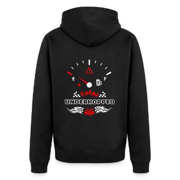 Total Unterhopft Bier Tank Display Tacho - Unisex Premium Bio Zip Hoodie - Schwarz - Hinten - Nico (187cm)