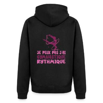 Ich kann nicht Ich habe Vintage Rhythmic Gym Frau - Unisex Premium Bio Zip Hoodie - Schwarz - Hinten - Nico (187cm)