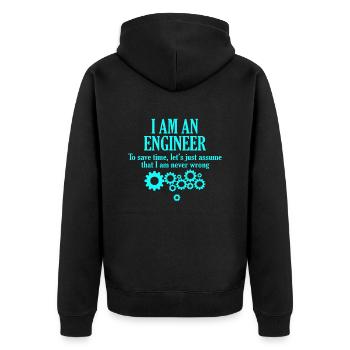 Je suis un ingénieur t-shirt - Veste à capuche bio Premium Unisexe - noir - Dos - Nico (187cm)